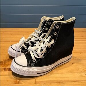 Converse Black Canvas Wedge Sneakers